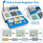 Calculator Cash Register Toy Gift For Kids Age 3, 4, 5, 6, 7, 8+ Year Old, 103 Pcs Grocery Store Playset With Microphone, Credit Card, Cash Register For Toddlers Kids 4-8