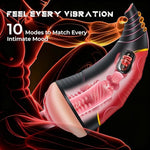 Male Masturbator Pocket Pussy for Men - Horn-Shaped Realistic Vagina Stroker with 10 Thrusting Modes Blowjob Sex Machine, IPX6 Waterproof Hands Free Penis Sleeve Male Sex Toy for Men