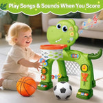 Toddler Basketball Hoop & Soccer Goal Toy,Dinosaur Toys With Light & Music,Musical Toys For 1 Year Old Boy Girl Learning Toy For Toddlers 1-3 Birthday Gifts For 1 Year Old Boys