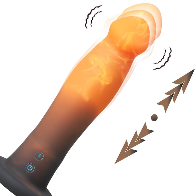 Thrusting Dildo Vibrator Sex Toys-G Spot Vibrator Realistic Dildo With 10 Vibrating 3 Thrust Mode & Intelligent Heating,7.3'' Penis Consoladores For Clitoral Anal Vaginal Stimulation With Suction Cup