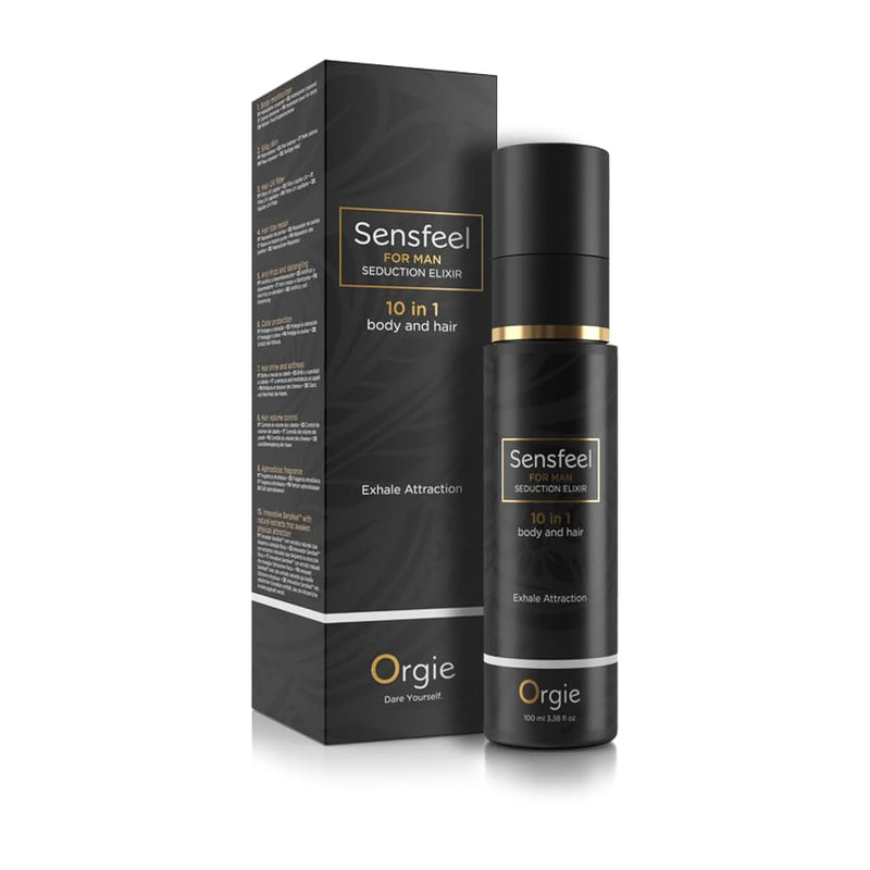 Sensfeel For Man Seduction Elixir 10 In 1 Body And Hair – Pheromone Lotion With Aphrodisiac Fragrance – Erotic Products For Men, Pheromone Perfume Effect, Sensual Body Care – 333+ Uses