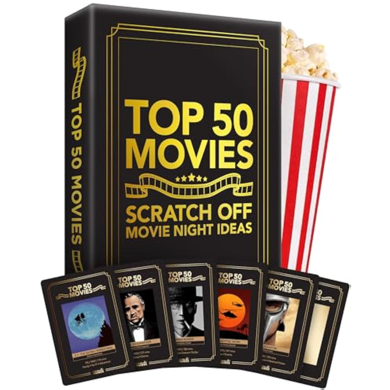 Premium Movie Night Scratch Off Cards – Gifts For Movie Lovers – End Movie Night Indecision With Movies From Top Databases – Stunning Illustrations - Husband Boyfriend Gift - Couples Gift Ideas