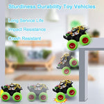 Monster Truck Toys For Ages 2-4, Friction Cars For Toddlers 1-3 Push And Go 360° Rotating Stunt Car For 2+ Year Old Boys Girls Gifts (2 Pack - Blue And Green)