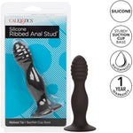 Silicone Ribbed Anal Stud, 5.25 Inch Butt Plug With Suction Cup Black - Se-0416-25-2