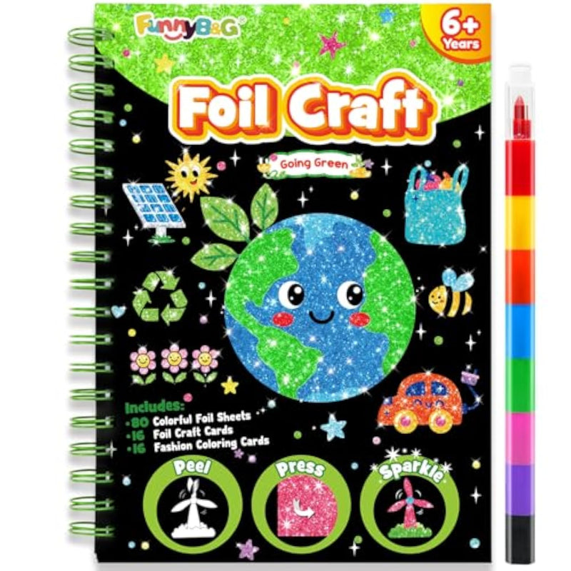 Foil Art Craft Kit for Kids, Princess, Unicorn, Cat & Flower Themes