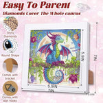 Dragon Diamond Art Kit for Kids with 7x7 Inch Frame
