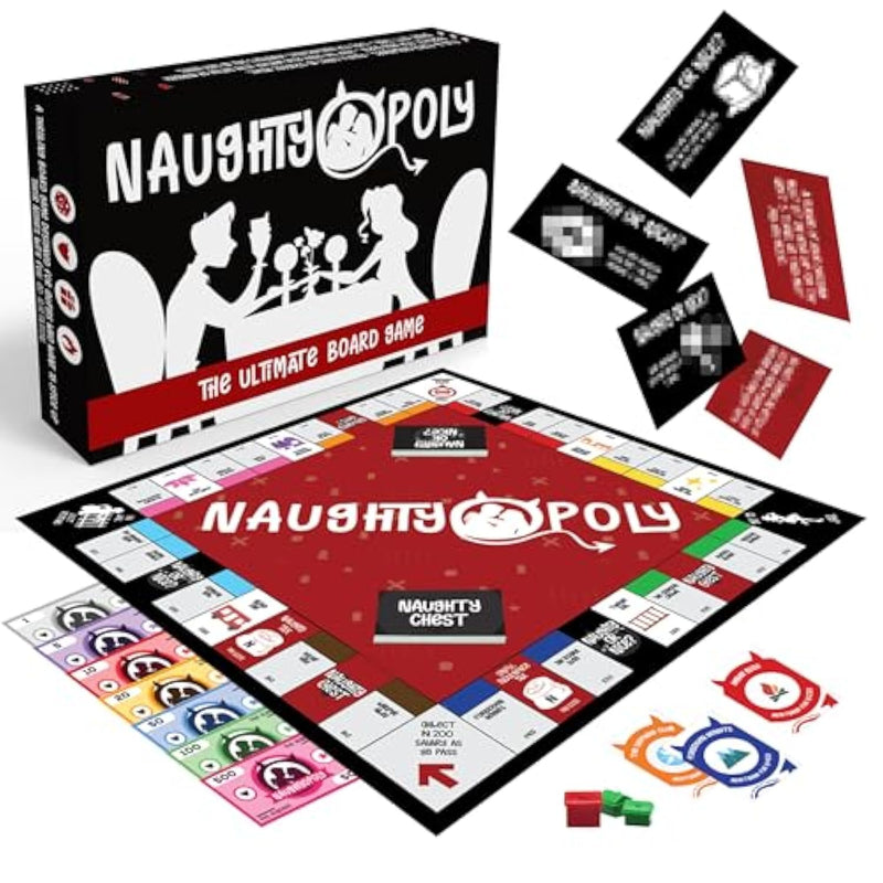 Naughtyopoly Board Game | 100+ Couples Questions, Commands, & Penalties | Perform Services For Extra Fun | A Crazy Spin On The Classic Opoly Property Game | Date Nights & Couples Gifts (2-8 Players)