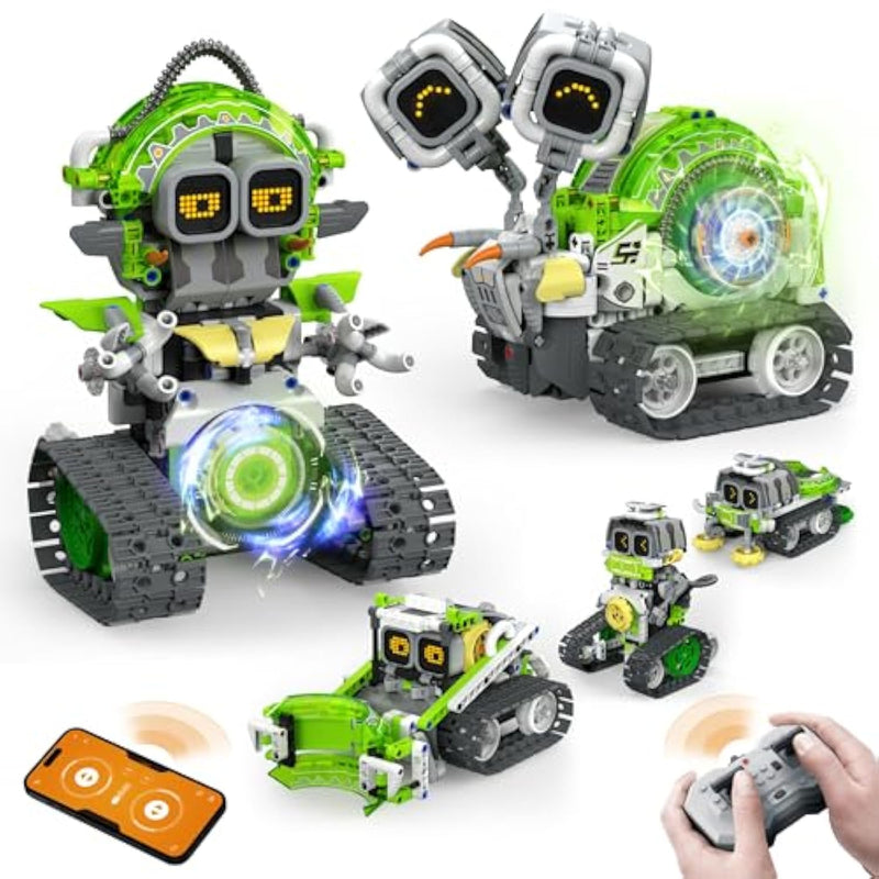 5In1 Stem Ai Robot Toys Building Set, 478Pcs App & Remote Control Engineering Erector Blocks For Kids Age 6-8, Coding Interactive Educational Christmas Birthday Gift For 10-12 Year Boys & Girls