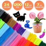 1200 Pack Pipe Cleaners, 24 Color Chenille Stems with Flower Manual Included