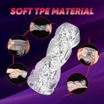 Male Masturbator Manual Reusable Handheld with Lifelike UltraSoft Textured Stimulation Pocket Pussies for Men - 3 in 1 Usage Modes