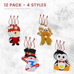 12 Pack Foam Christmas Ornament Craft Kit with Santa, Snowman, Penguin & Gingerbread