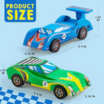 4 Piece DIY Wooden Race Car Kit for Kids - Build and Paint Your Own Wood Craft Toy