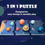 Wooden Solar System Model Board for Kids 3+ - Montessori Toys Planets Puzzle Set