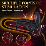 Vibrating Cock Ring Sex Toys for Men - Penis Sleeve with 10 Vibration Modes, Penis Vibrator Extender Dual Motor Testicles G Spot Stimulation, Male Erection Ring Adult Toys Male Couples Pleasure