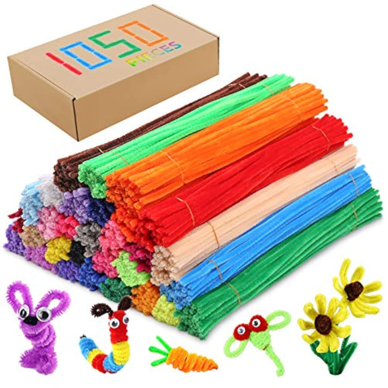 1050 Pcs Chenille Stems Craft Set, 30 Colors, 6mm x 12 Inch