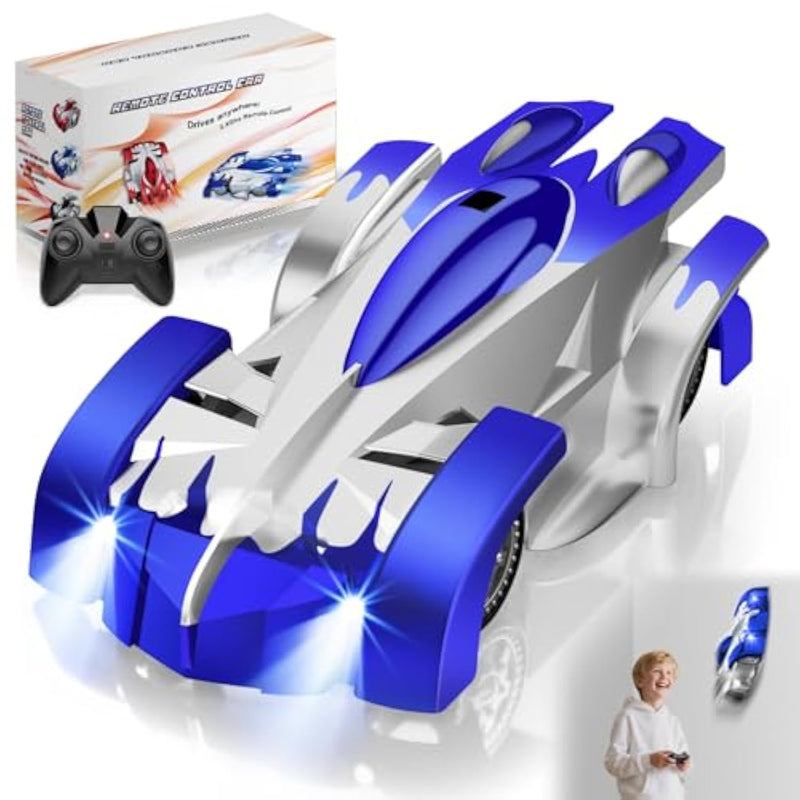 Wall Climbing Remote Control Car, 360° Rotating Dual Mode Rc Stunt Car, Toys For 3 Year And Up Old Boy, Rechargeable Toy Car With Headlight, Christmas Birthday Gifts-Blue