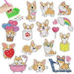 Kawaii Corgi Diamond Art Sticker Kit with Holographic Gems for Kids