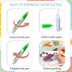 4 Pack Reusable Water Painting Books for Kids with Water Pens, Mess-Free Travel Activity