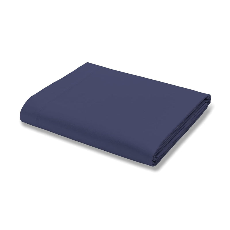 100% Cotton Navy Flat Sheets Only Queen Size, Cool & Crisp Percale Queen Flat