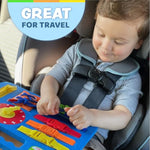 Busy Board - Montessori Learning Toy For Toddlers Kids Road Trip Activities - Foam Sensory Board - Develop Fine Motor Skills - Blue