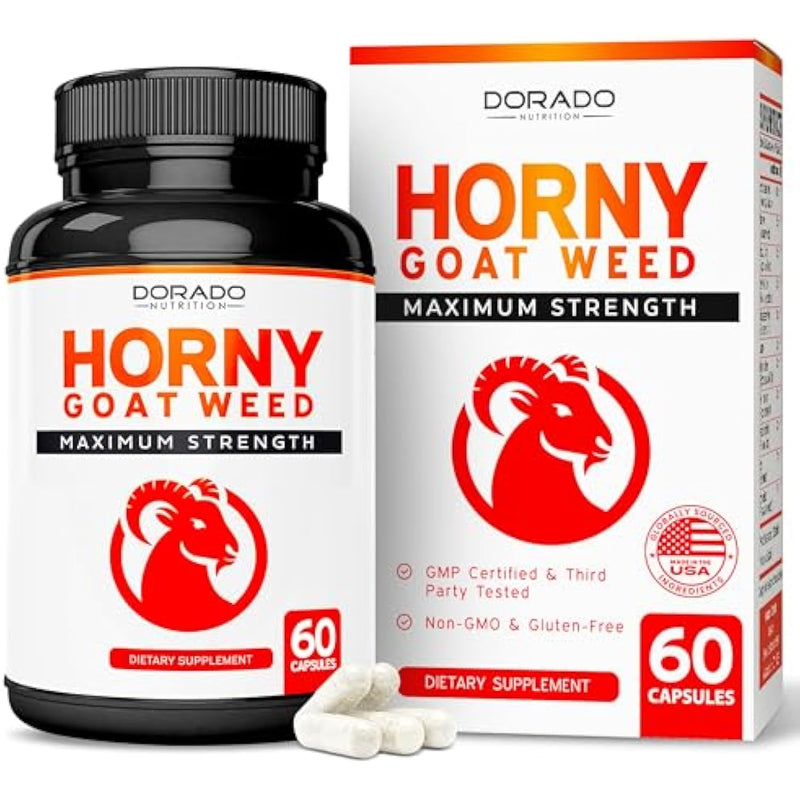 Horny Goat Weed For Men And Women - [Maximum Strength 1590Mg] - Maca, Ginseng, L-Arginine, Tribulus - Premium Hornygoatweed - Icariin Epimedium - 3Rd Party Tested - Usa Made - 60 Count