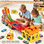 Kids Toys For 3 4 5 6 7 8 Years Old Boys, Carrier Truck Transport Car With Lights Sounds, Foldable Layer Car Race Track Playset With Race Track, 6 Metal Toy Cars, Christmas Birthday Gift For Toddler