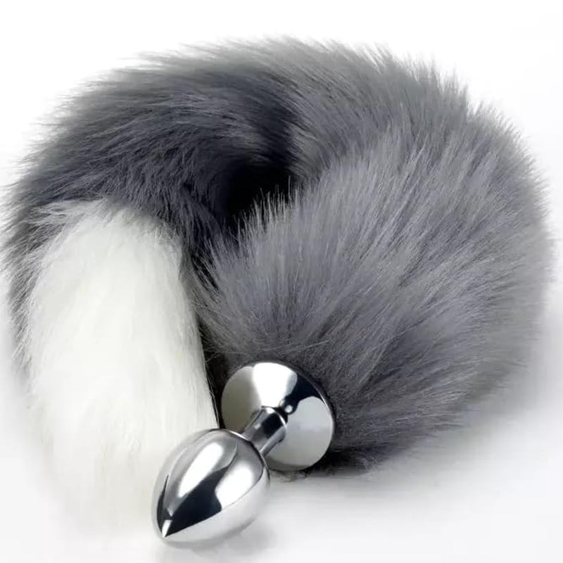 Tail Plug Anal Butt Plug, Butt Plug Tail Anal Sex Toys Buttplug Wolf Tail Toys Stainless Steel But Plug Butt Toys Sex Toys For Women Cosplay Adult Sex Toys For Women Men Couple (Grey)