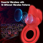 Rose Vibrating Cock Ring With Tongue Tickler For Couples Sex Pleasure, Vibrating Penis Ring 10 Strong Vibration Double Ring Erection Vibrator Ring Adult Sex Toys For Men Women