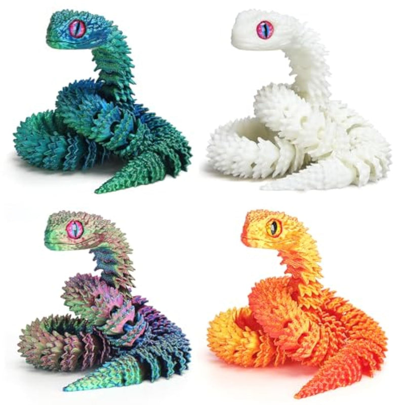 4 Pcs 12In 3D Printed Snake Toys, 3D Printed Animals, Flexible 3D Printed Snake Stuff, Decorative For Boys Kids Home Decor Christmas Fidget Toys Gifts Halloween Decorations