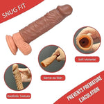 Penis Sleeve Extender Cock Sleeve Extension Sheath Silicone Penis Ring Enlarge Thicken Reusable Realistic Condom Enlarger Male Sex Toy for Men Couples (5.4 inches)