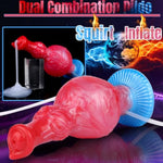 7.87”Realistic Squirting Inflatable Dog Knot Dildo 2 Big Knotted Expanding Butt Plug Strong Ejaculating Toy Silicone Soft Fantasy Dildo G-Spot Cumming Animal Penis Plug Adult Sex Toys & Games (S)