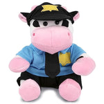 Cow Police Officer Plush Toy - Super Soft Cow Cop Stuffed Animal Dress Up With Cute Cop Uniform And Cap Outfit Gift For Law Enforcement, Sheriff, Security Guard - 6 Inches