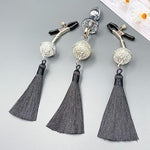 Bell Tassel Nipple Clips With Anal Butt Plug Adjustable Non Piercing Breast Nipple Clamps Anal Plug Body Accessories Jewelry (Black)