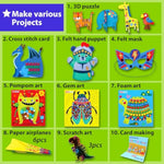 Toddler Beginner Art and Craft Kit Ages 3-5, 10 Envelopes, 19 Projects, Art Supplies Included