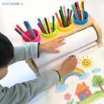 Kids Art Easel & Paper Roll, Tabletop Drawing Station, 30-Pc Set for Kids Art Supplies