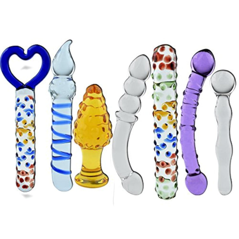 7 Types Set Crystal Glass Anal Plug New Top Unique Design Sex Toy Adult Products Crystal Glass Sm G-Spot Pleasure Anal Butt Plug Stimulator (Style 1)