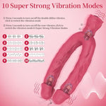Double Ended Dildos Vibrator For Women, Vibrating Double Sided Dildo With Nipple Stimulator 10 Super Strong Vibration Modes, Flexible Penis Dildo For Double Penetration, Lesbian Adult Sex Toys