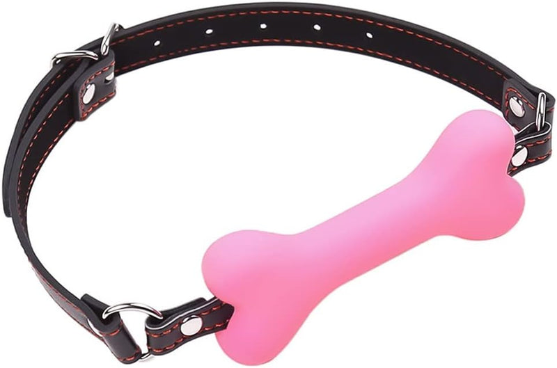 Adjustable Silicone Bone Gag – Soft BDSM Restraint for Couples Role Play (Pink)