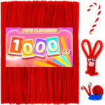 1000 Pcs Red Pipe Cleaners, Chenille Stems for DIY Crafts & Party Decor