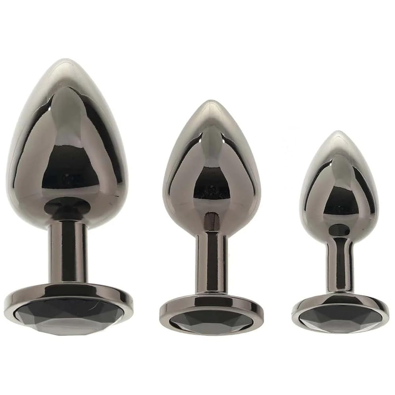 Black Gem Anal Plug Set With Lube 1Oz | Butt Plug | Anal Toys | P-Spot | Anal Beads
