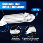 Large Glans Penis Sleeve Penis Ring, Reusable Cock Sleeve Extender Extends 1.96 Inch Realistic Textured Penis Extender Sheath For Men Penis Penis Ring Cuff Thickened Testicle Ring Couples Sex Toy