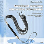 Sm Leather Sm Leather Restraint Bondage Sex Role Play Training Whip Flriting Frosted Handle Teaser Whip For Bdsm Role Play Sex Toy For Couple With Black Tassels Gold Metal Accessories