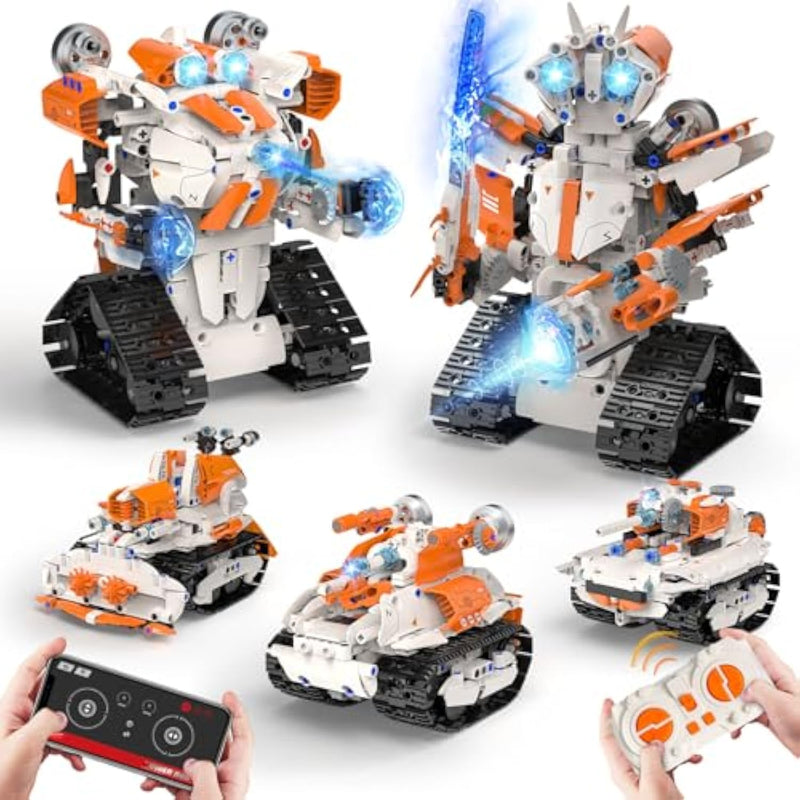 5In1 Stem Robot Building Toys For Kids, Remote & App Controlled Robot Car Tank Stem Building Kit For Kids Science Learning, 689 Pcs Diy Building Blocks Set Gifts For Age 6 7 8 9 10 11 12+ Boys & Girls