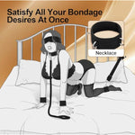 Bdsm Bondage Restraints Set - 7Pc Sm Kit With Adjustable Collar, Wrist & Ankle Cuffs, Tickle Blindfold & Door Swing For Couples, Bedroom Play, Sensual Games For Men And Women Sex Toys