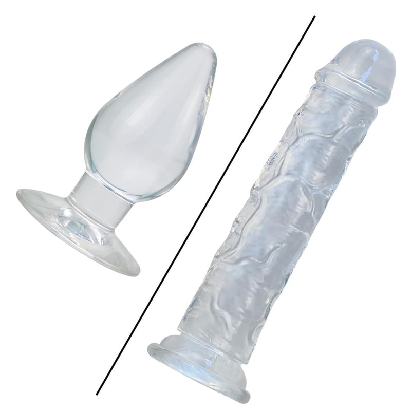 Huge Butt Plug With Strong Suction Cup & Realistic Dildos Transparent Anal Dildos Clear Dildo For Beginners