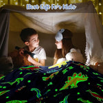 Glow in the Dark Dinosaur Blanket for Kids, Soft 50 x 60 Inch Throw Blanket