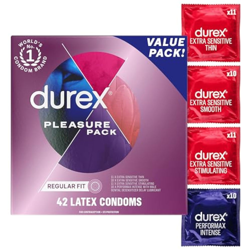 Condoms, Durex RED Extra Sensitive, Ultra Fine, Extra Lubricated Natural Rubber Latex Condoms for Men, 42 Count, FSA & HSA Eligible