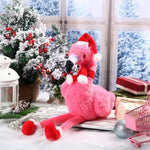 8 Inch Christmas Stuffed Animal Christmas Plush Doll With Santa Hat For Holiday Decoration Winter Gifts(Flamingo Style)