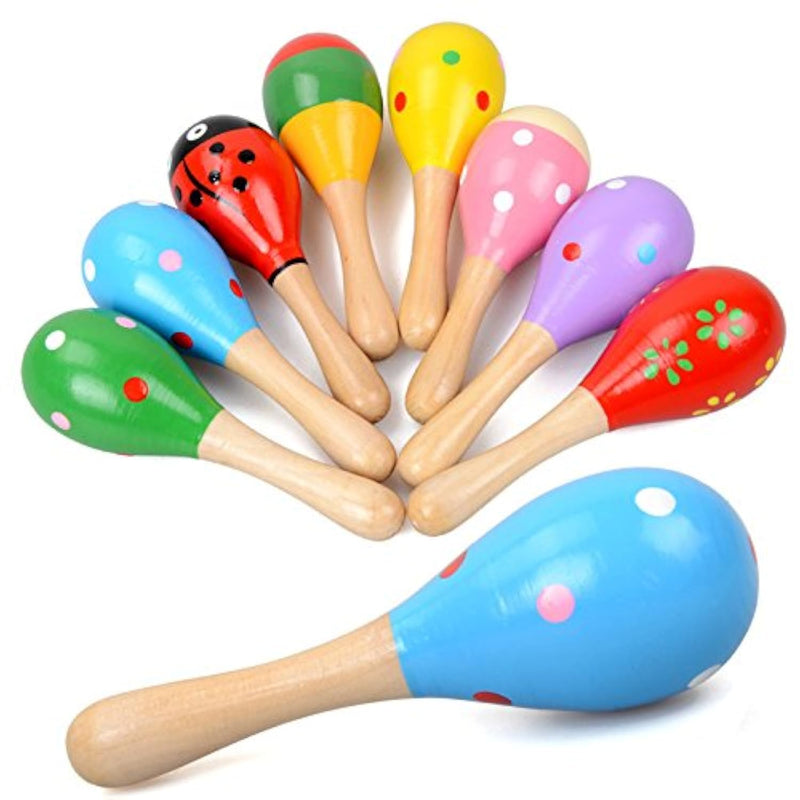 Mini Wooden Maracas Rattles Egg Shaker Kids Musical Party Favor Kid Baby Sh