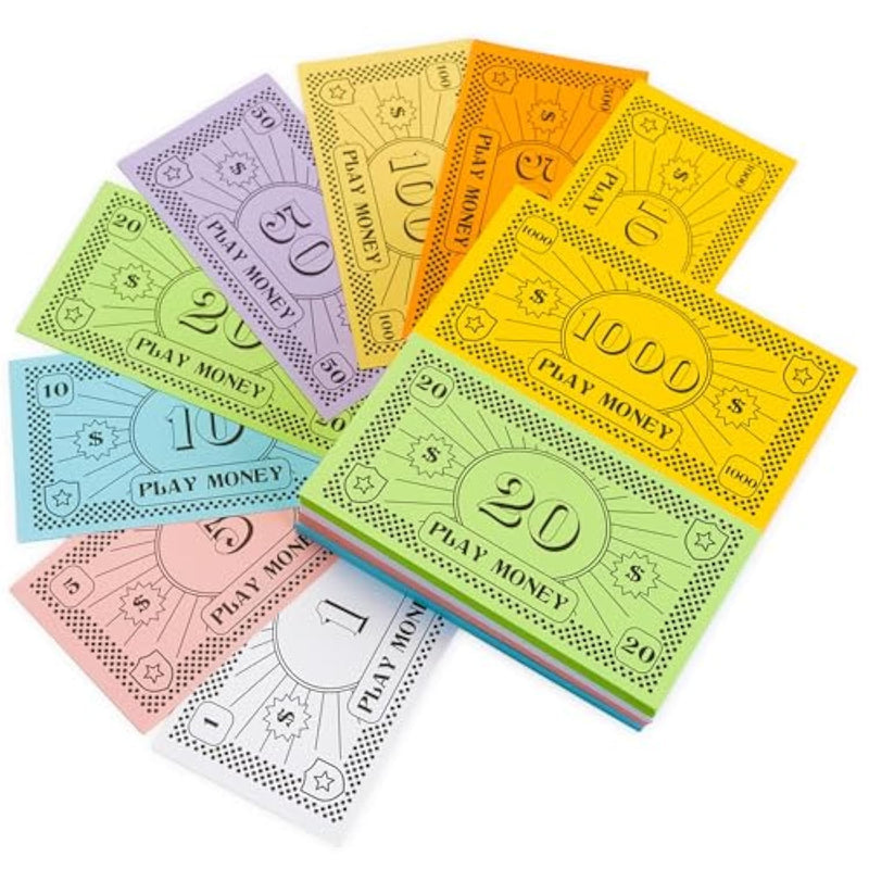 Opoly Play Money – 800Pcs Fake Currency For Board Games – 100 Of Each Bill In 8 Denominations – $1, $5, $10, $20, $50, $100, $500, & $1000 - Paper Pretend Play Cashier - Stocking Stuffer